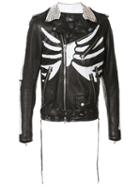 Amiri - Stud Bones Rider Jacket - Men - Silk/calf Leather/spandex/elastane/tencel - M, Black, Silk/calf Leather/spandex/elastane/tencel