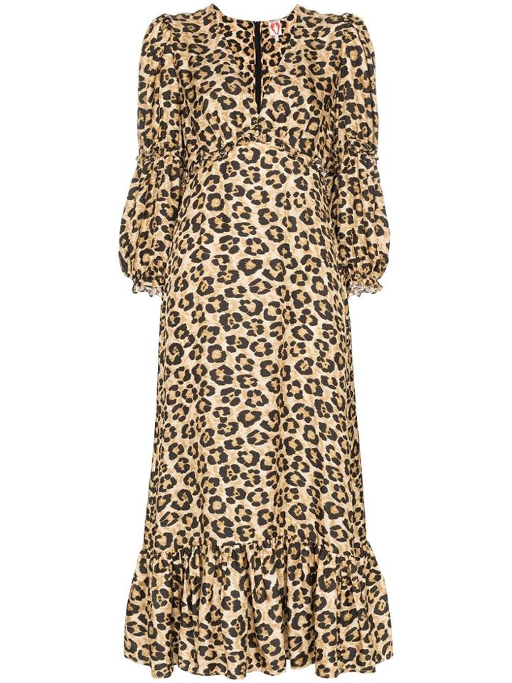 Shrimps Rosemary Leopard-print Midi-dress - Brown