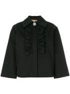 No21 Ruffle Front Cropped Jacket - Black