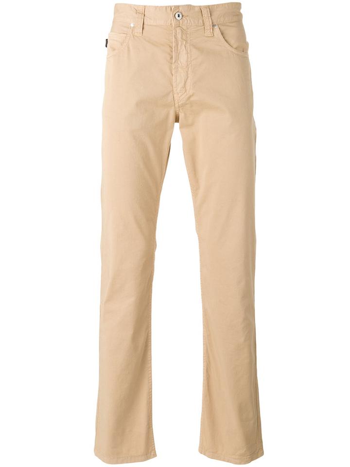 Armani Jeans Plain Chinos, Men's, Size: 34, Nude/neutrals, Cotton/spandex/elastane