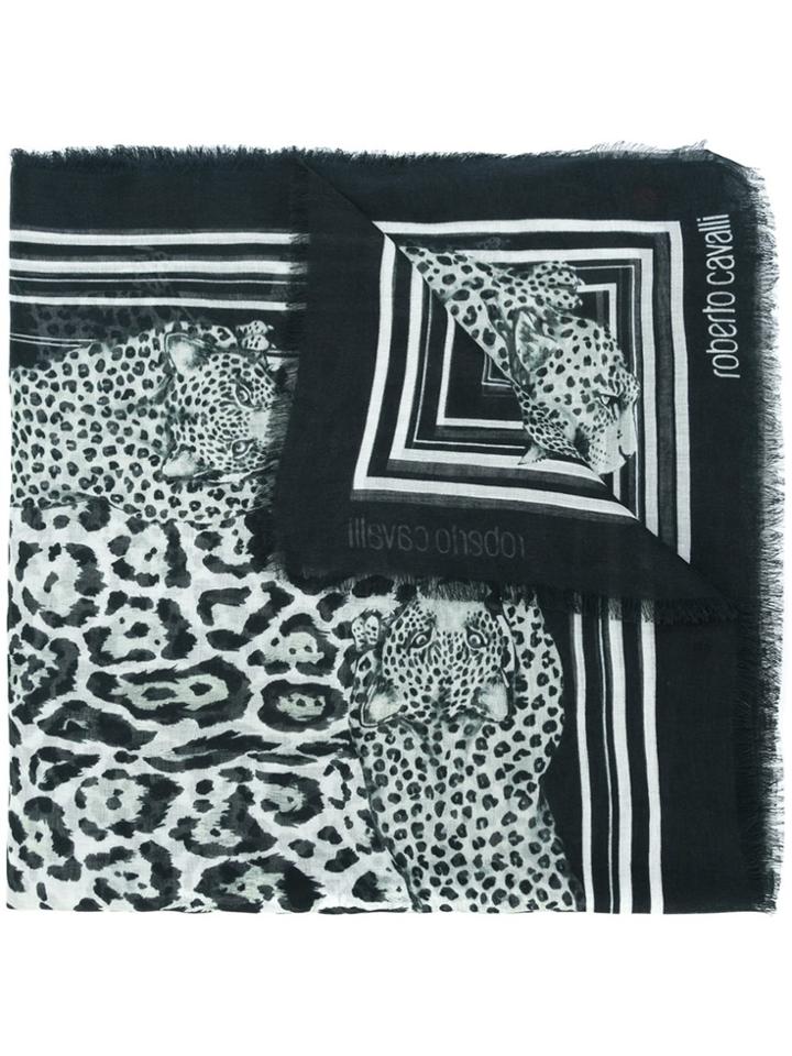 Roberto Cavalli Leopard Print Scarf - White