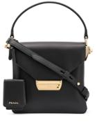 Prada Logo Plaque Top Handle Bag - Black