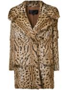 Cushnie Et Ochs Animal Print Coat, Women's, Size: Xs, Brown, Silk/rabbit Fur