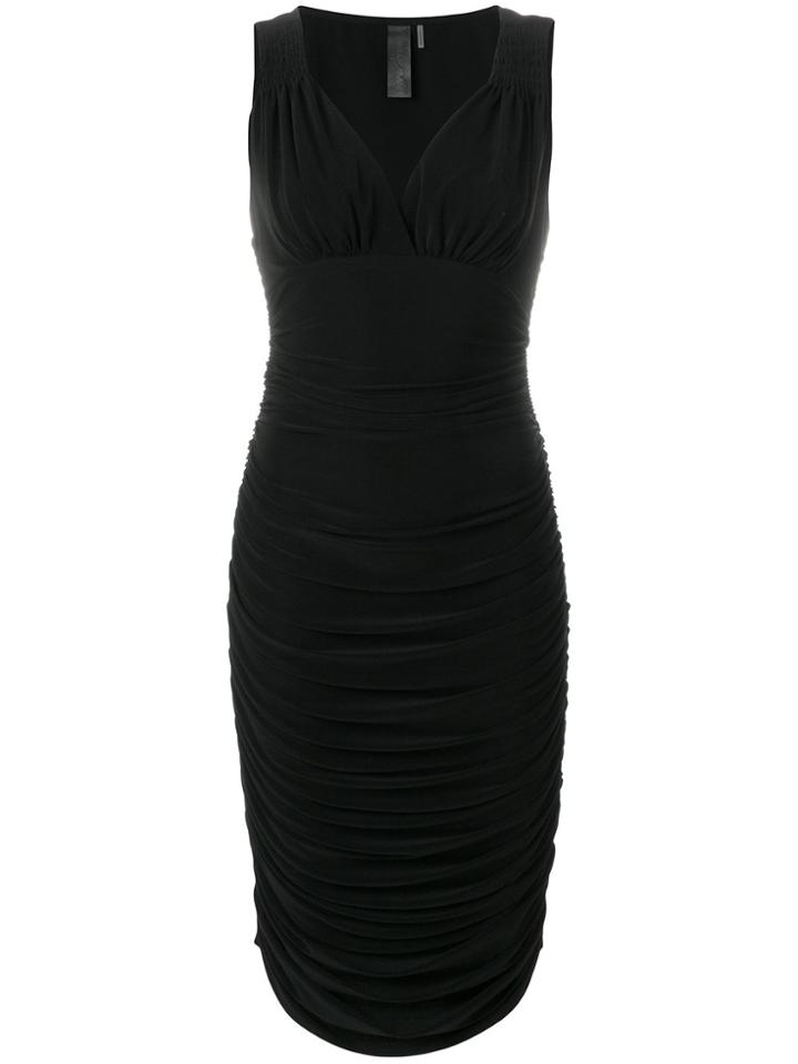 Norma Kamali Ruched V-neck Dress - Black