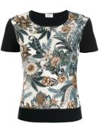 Salvatore Ferragamo Floral Print Knitted Top - Black