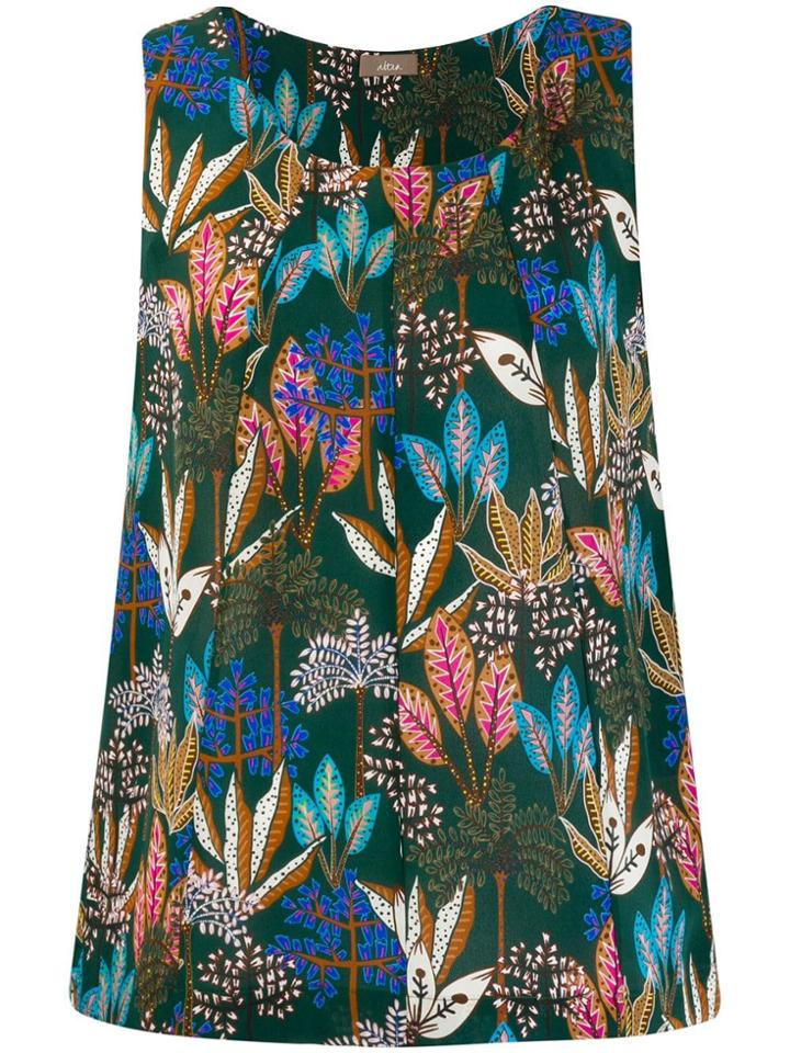 Altea Leaf Pattern Vest Top - Green