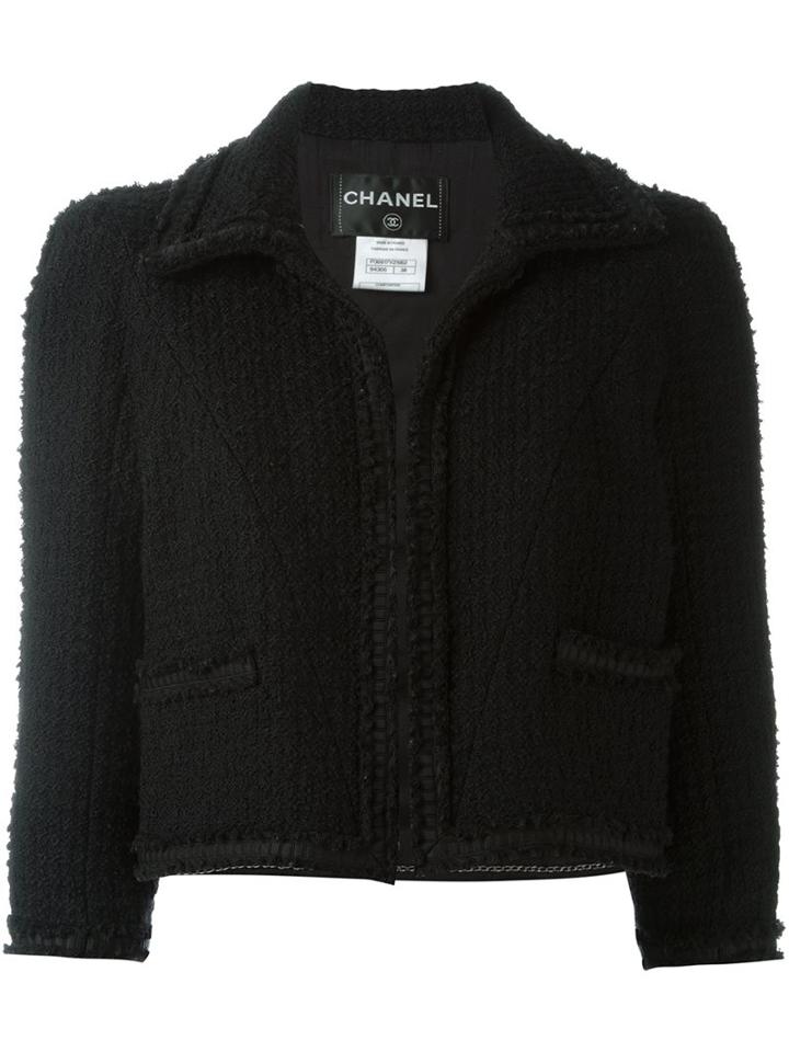 Chanel Vintage Cropped Jacket, Women's, Size: 38, Black
