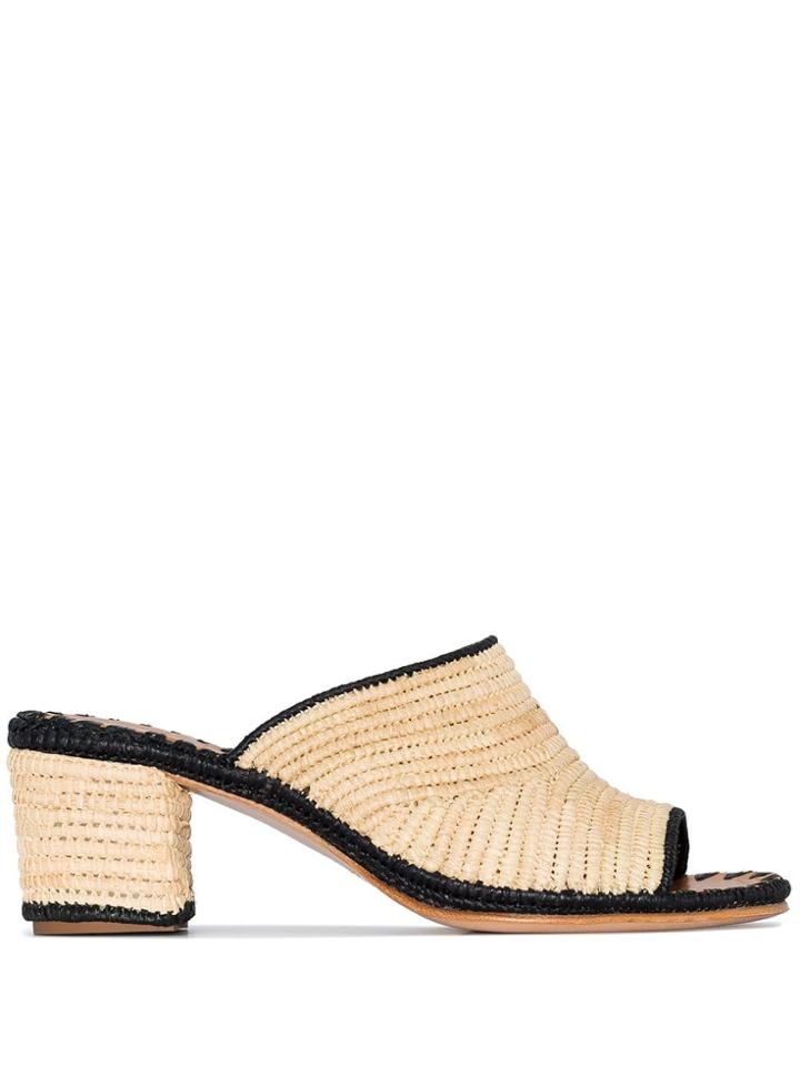 Carrie Forbes Rama Raffia Mule Sandals - Neutrals
