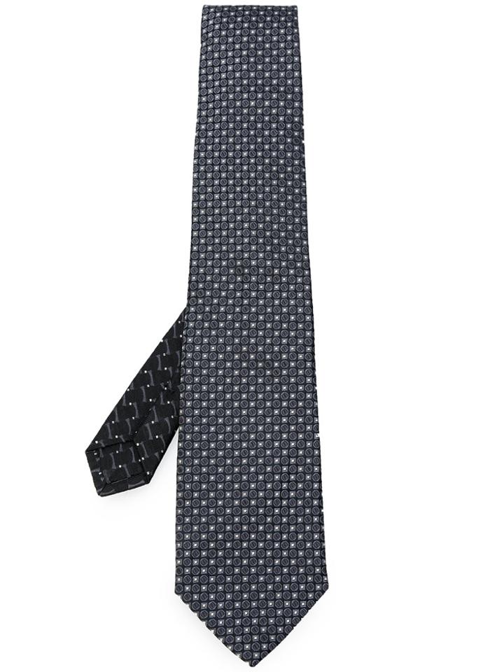 Etro Geometric Embroidered Tie - Black