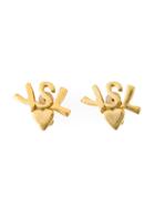 Yves Saint Laurent Vintage Logo Heart Earrings