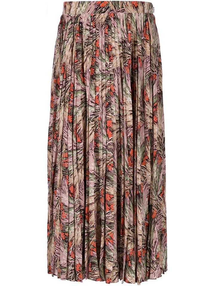Valentino Floral Print Midi Skirt, Women's, Size: 8, Nude/neutrals, Silk