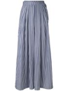 Federica Tosi - Striped Palazzo Pants - Women - Cotton - Xs, Blue, Cotton