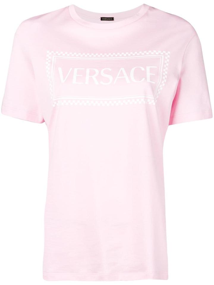 Versace 90s Vintage Logo Print T-shirt - Pink