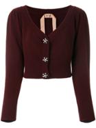No21 Feature Button Cropped Cardigan - Red