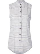 Rachel Comey Faded Stripe Sleeveless Shirt, Women's, Size: 2, White, Cotton/linen/flax/polyester