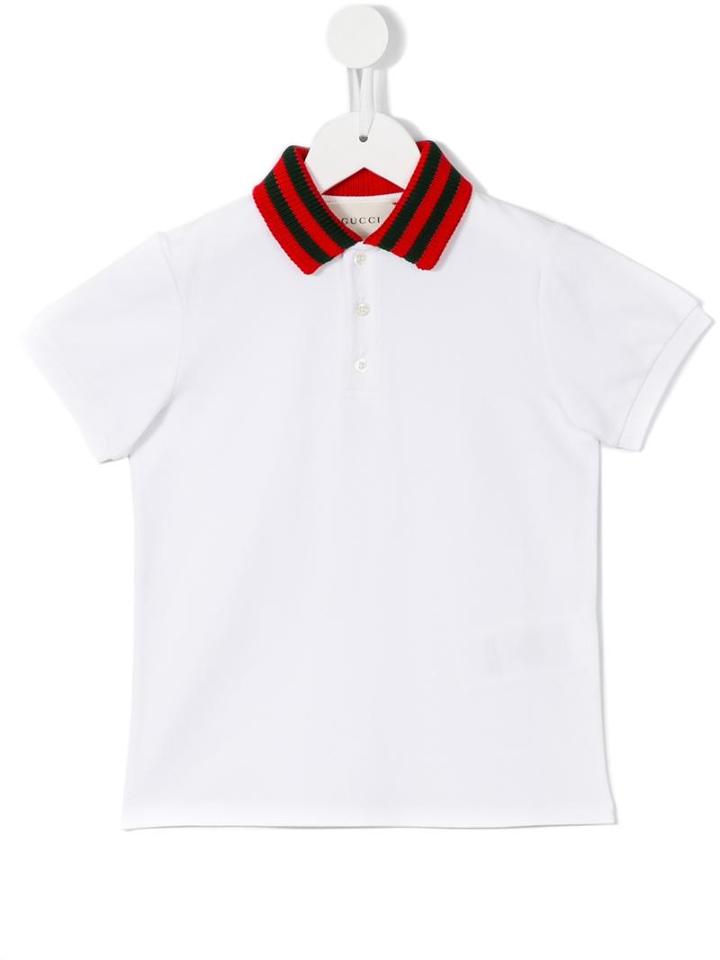 Gucci Kids Web Collar Polo Shirt, Toddler, Size: 5 Yrs, White