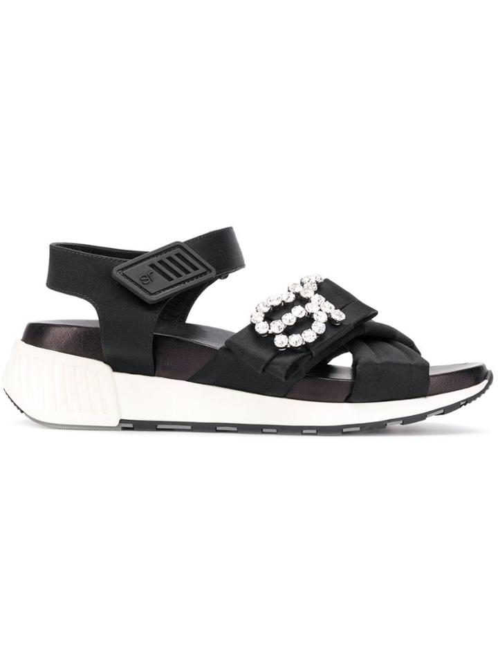 Sergio Rossi Sr Icona Embellished Sandals - Black