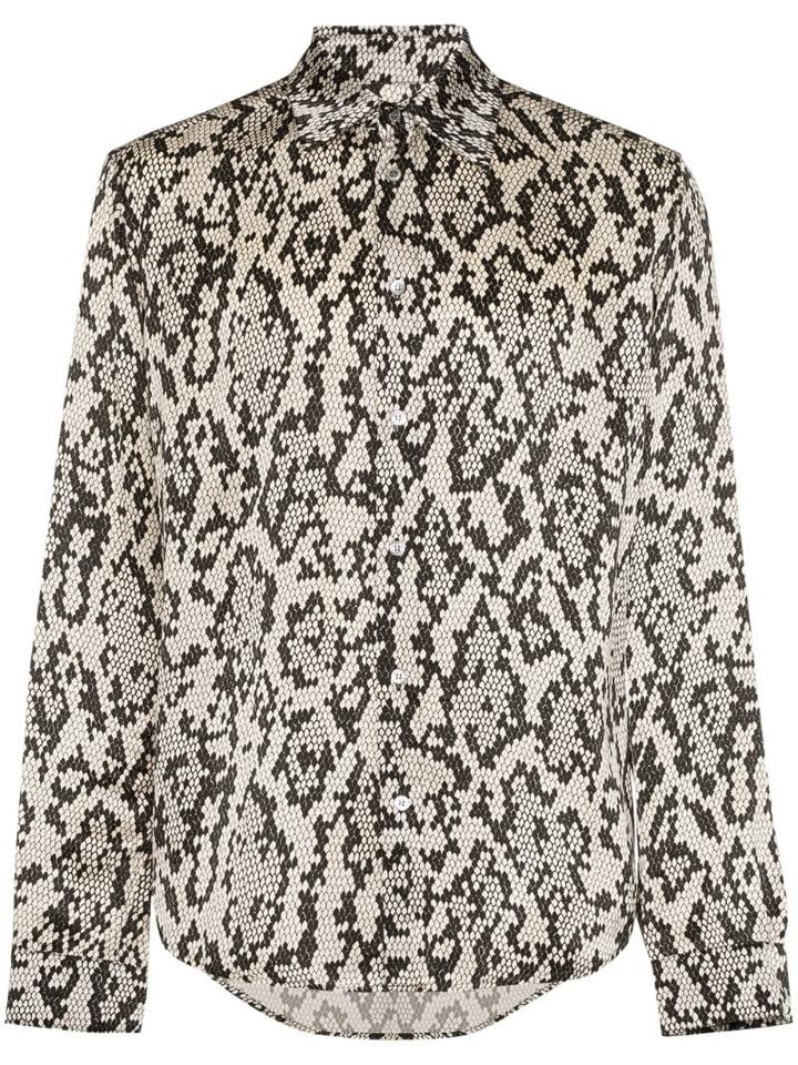 Edward Crutchley Snake-print Long-sleeve Shirt - White