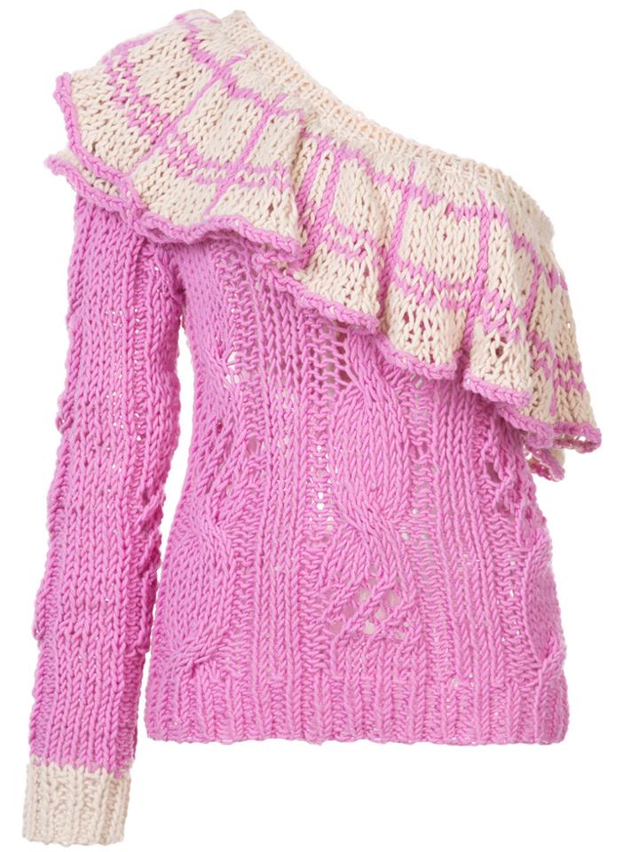 Natasha Zinko One-shoulder Ruffle Top - Pink & Purple