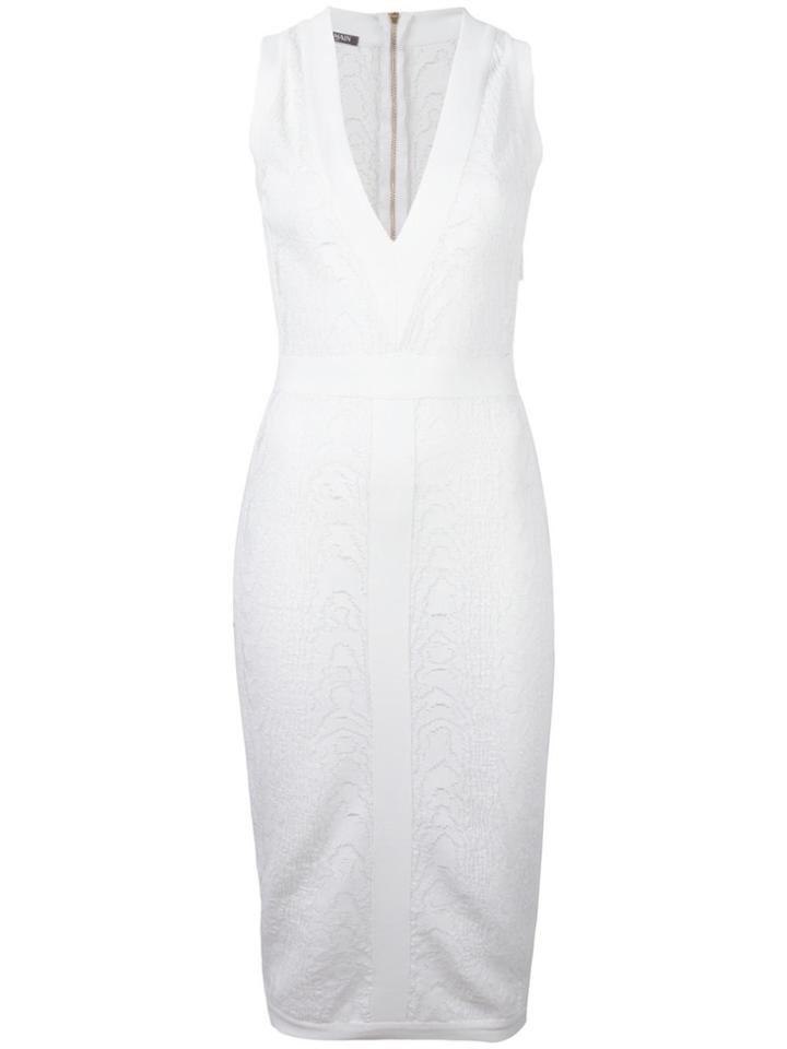 Balmain Leopard Pattern Midi Dress - White