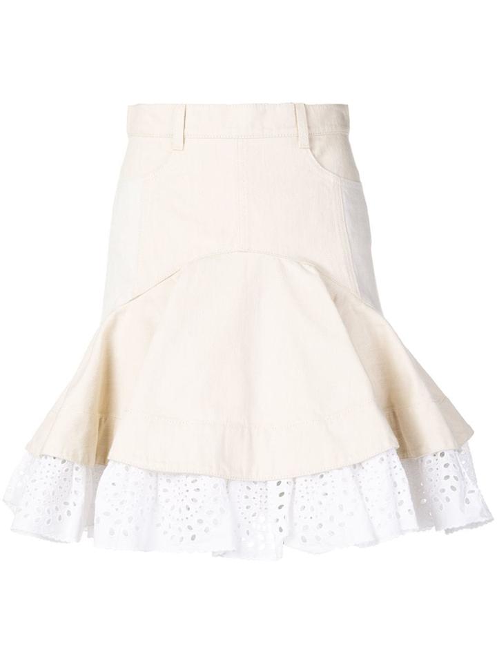 Alexander Mcqueen Frilled Denim Skirt - Neutrals