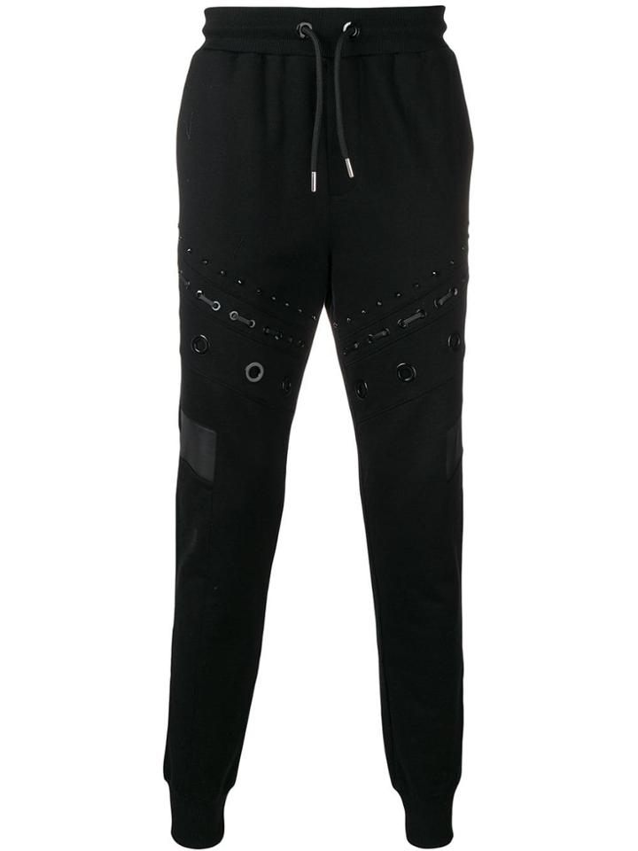 Les Hommes Studded Lace-up Track Pants - Black