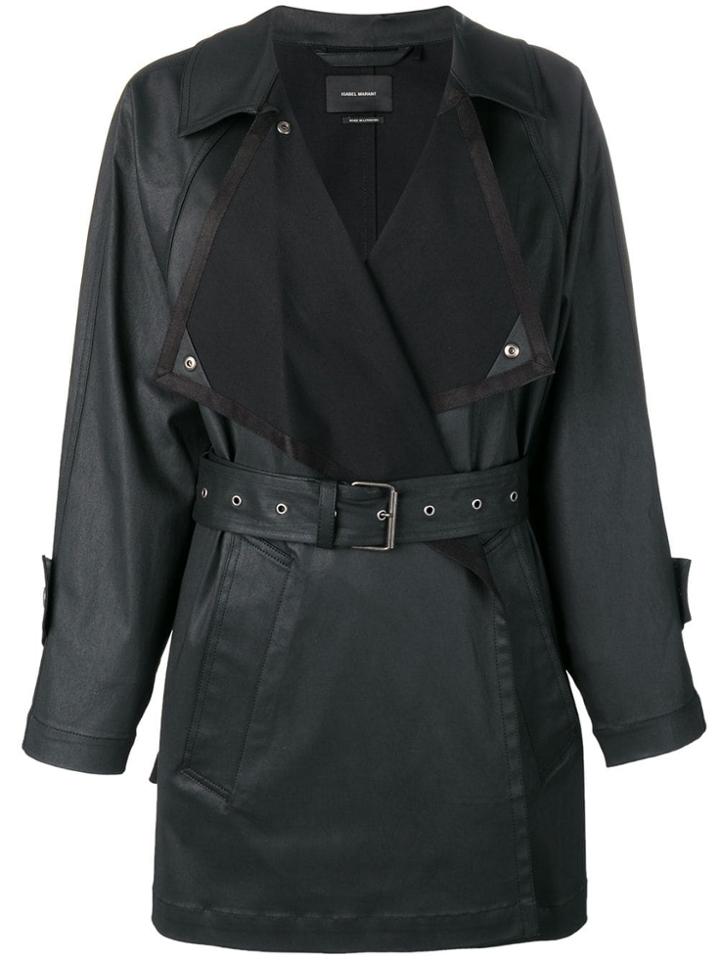 Isabel Marant Belted Faux-leather Coat - Black
