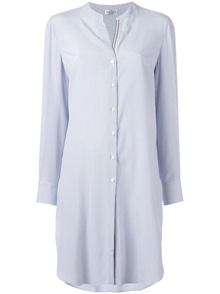 Brunello Cucinelli Striped Tunic, Women's, Size: Medium, Blue, Silk