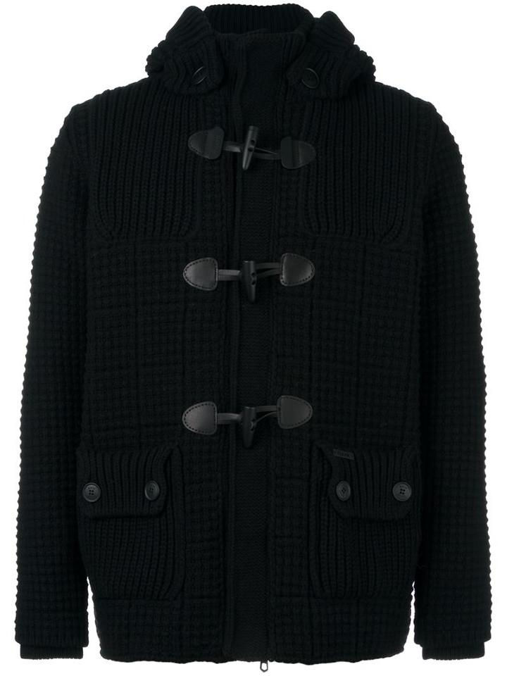 Bark Hooded Duffle Coat, Men's, Size: Large, Black, Polyester/wool/polyamide