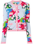 Thom Browne Floral Intarsia Cardigan Jacket - Blue