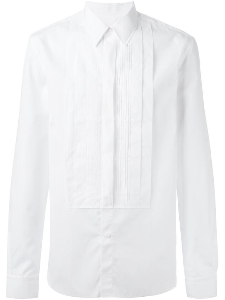 Givenchy Pleated Bib Shirt, Men's, Size: 41, White, Cotton