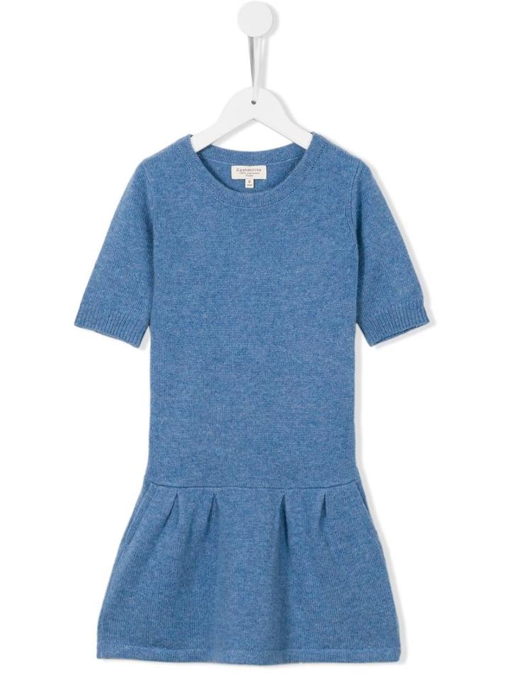 Cashmirino - Flared Hem Knitted Dress - Kids - Cashmere - 4 Yrs, Blue