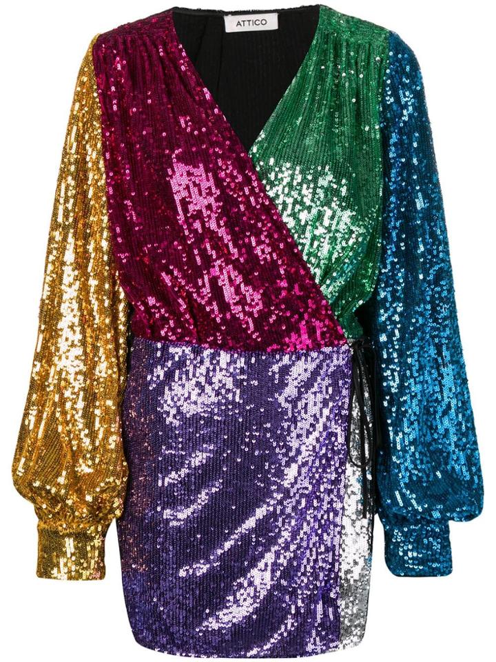 Attico Colour-blocked Sequin Dress - Black