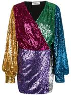 Attico Colour-blocked Sequin Dress - Black