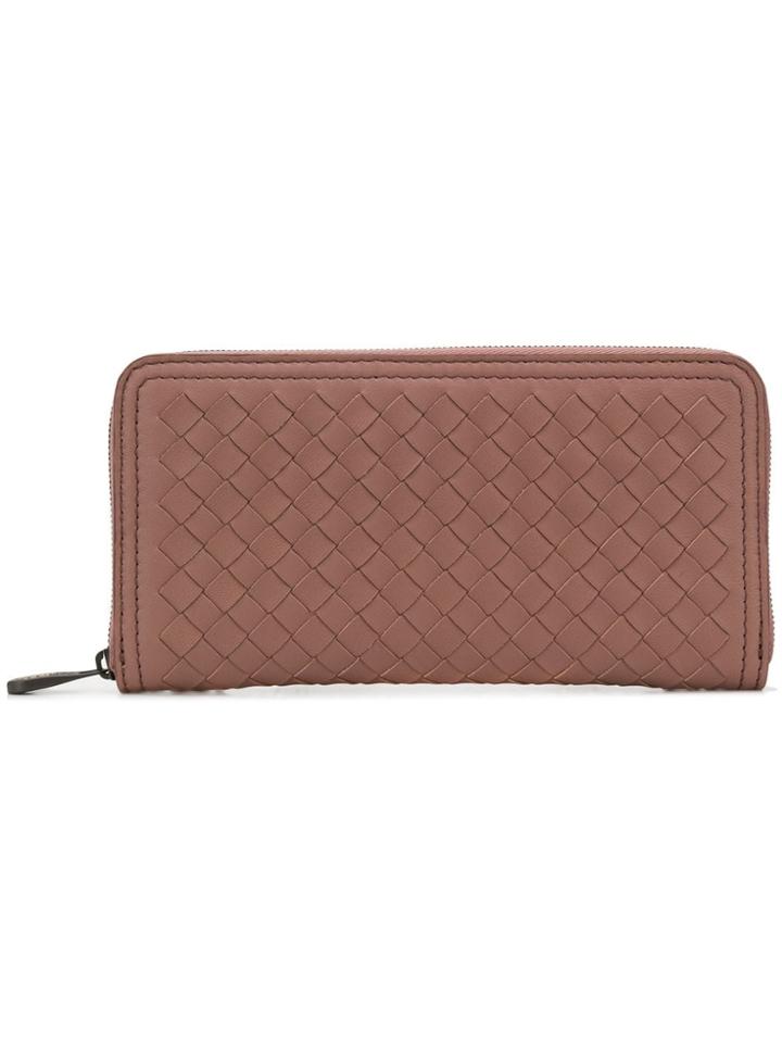 Bottega Veneta Intrecciato Zip Wallet - Pink