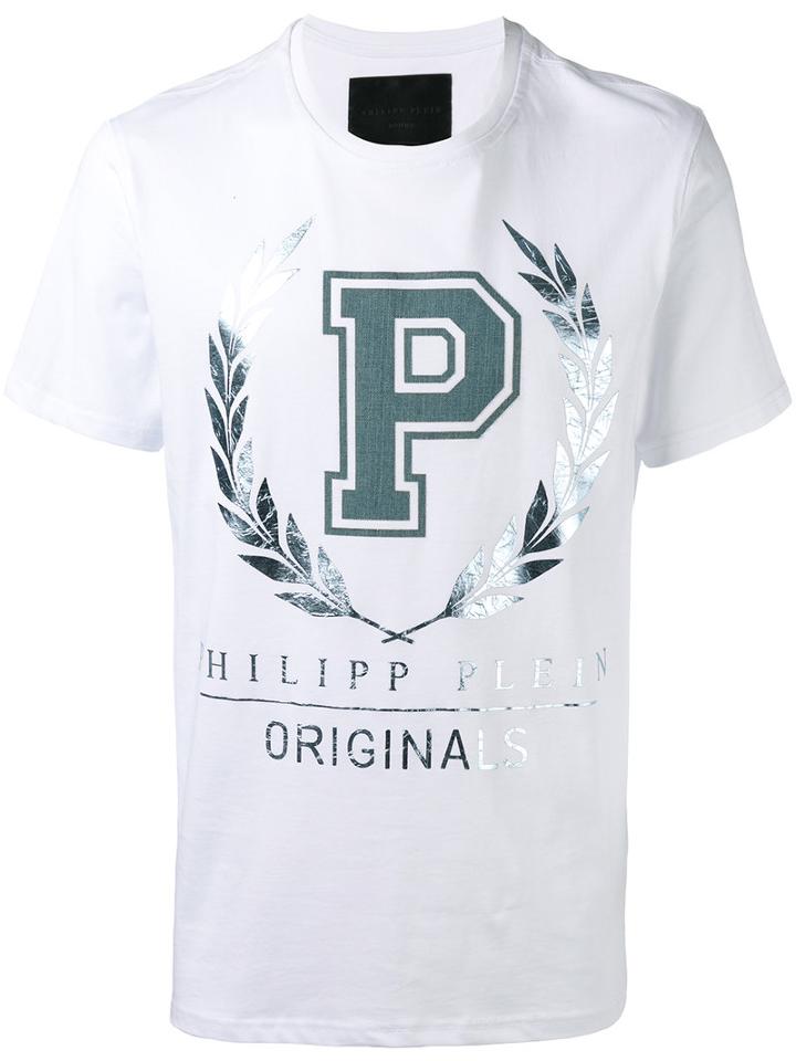 Philipp Plein Metallic Print T-shirt, Men's, Size: Medium, White, Cotton