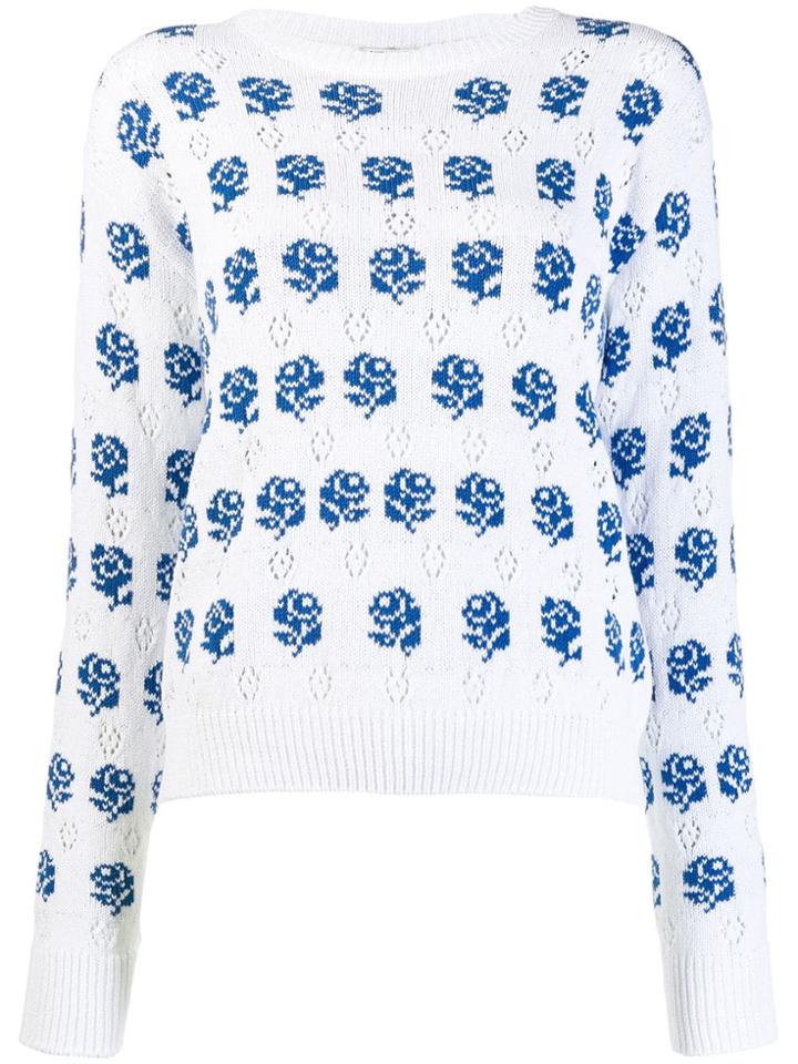 Kenzo Rose Knit Sweater - White