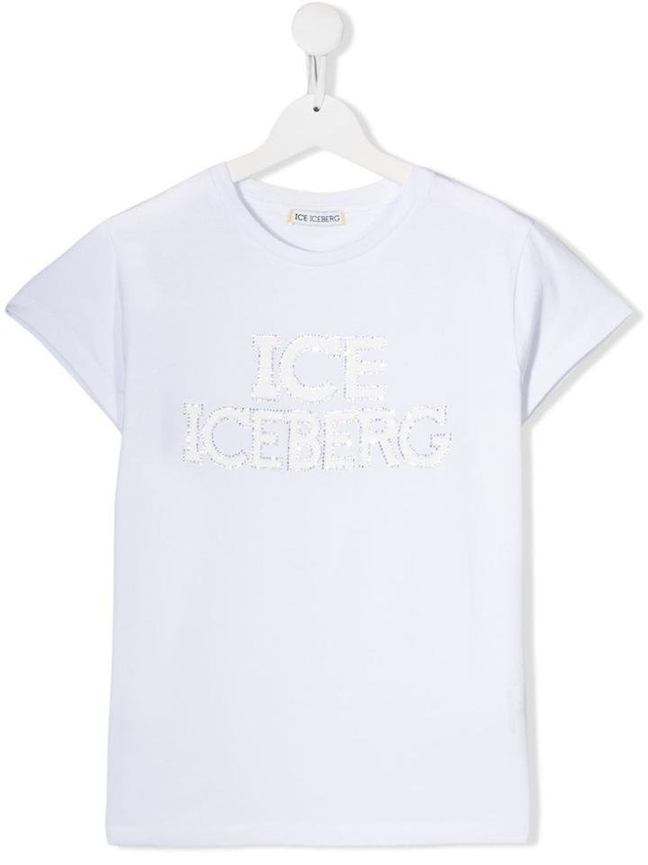 Iceberg Kids Studded Logo Print T-shirt - White