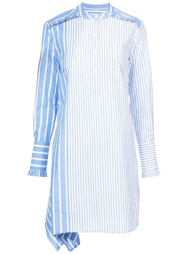 Derek Lam 10 Crosby Asymmetrical Shirtdress With Ruffle Detail - Blue