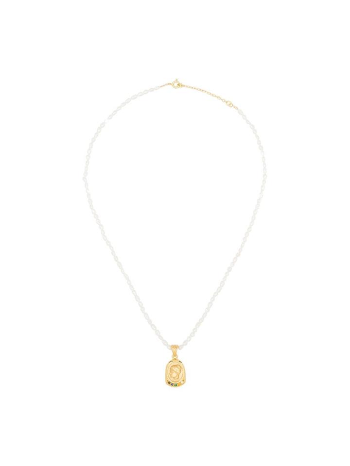 Hermina Athens Charm Pearl Necklace - White