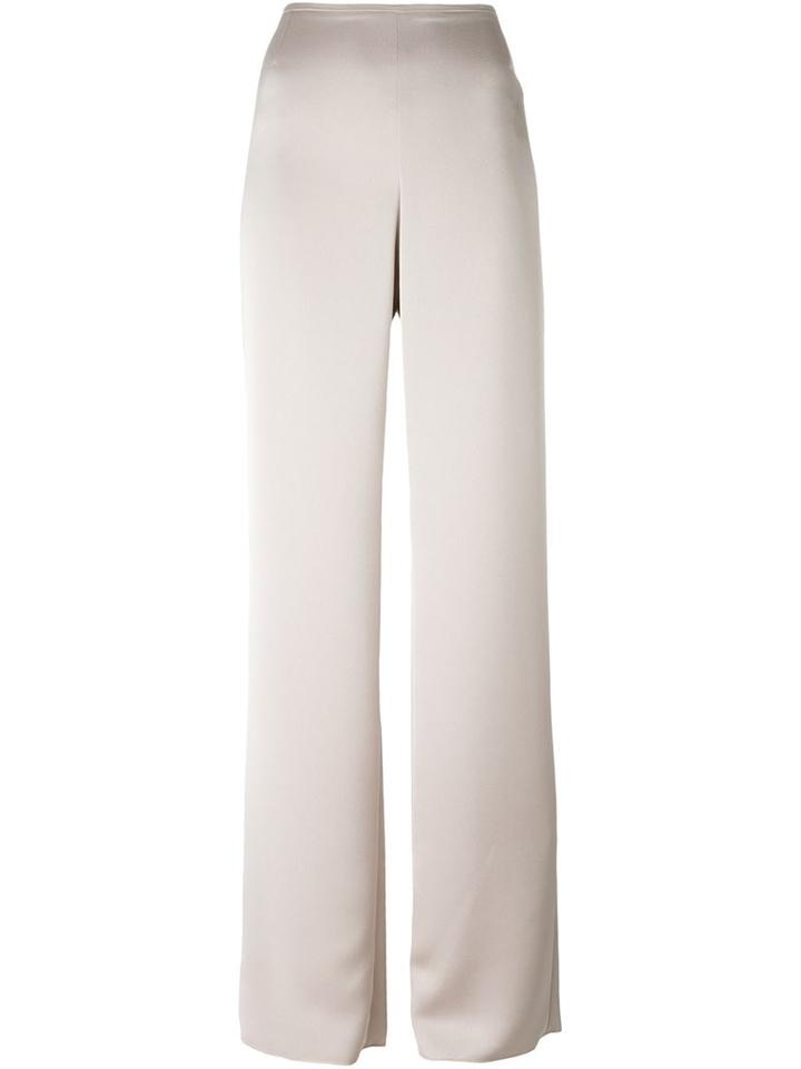 Armani Collezioni Wide Leg Crepe Trousers, Women's, Size: 46, Nude/neutrals, Polyester