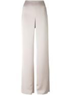 Armani Collezioni Wide Leg Crepe Trousers, Women's, Size: 46, Nude/neutrals, Polyester