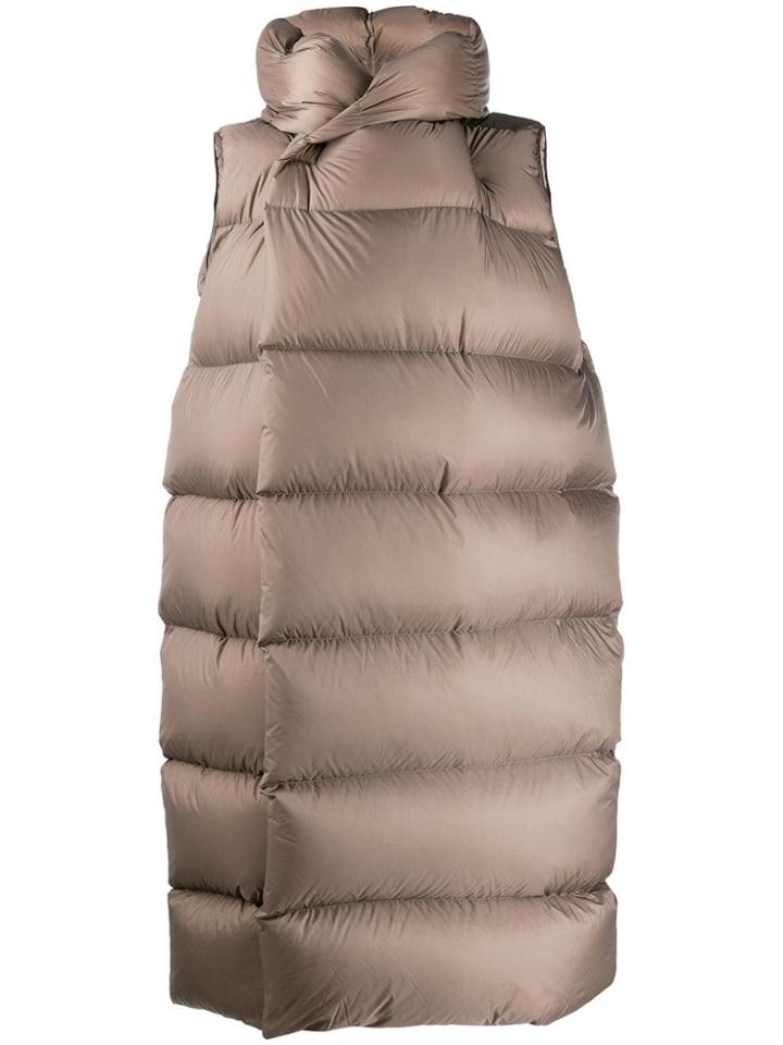 Rick Owens Puffer-style Long-line Gilet - Neutrals