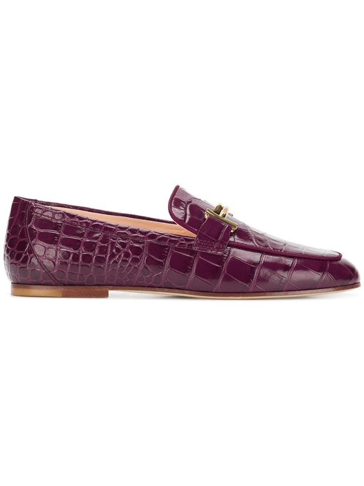 Tod's Croc-effect Loafers - Pink & Purple