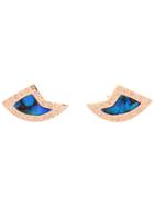 Dezso 18k Rose Gold Opal & Diamond Shark Fin Earrings - Blue