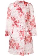Ermanno Scervino Sheer Floral Print Trench - Red
