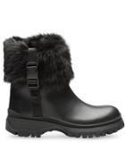 Prada Fur Cuff Boots - Black