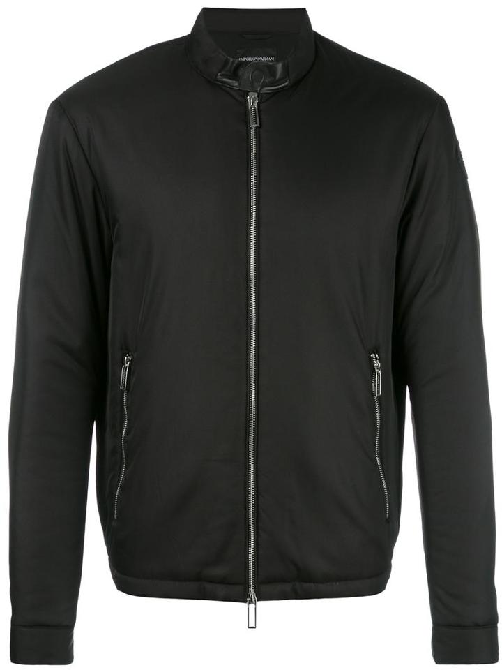 Emporio Armani Zipped Pocket Jacket, Men's, Size: Large, Black, Lamb Skin/polyester