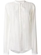 Saint Laurent Lurex Stripe Collarless Shirt - Nude & Neutrals