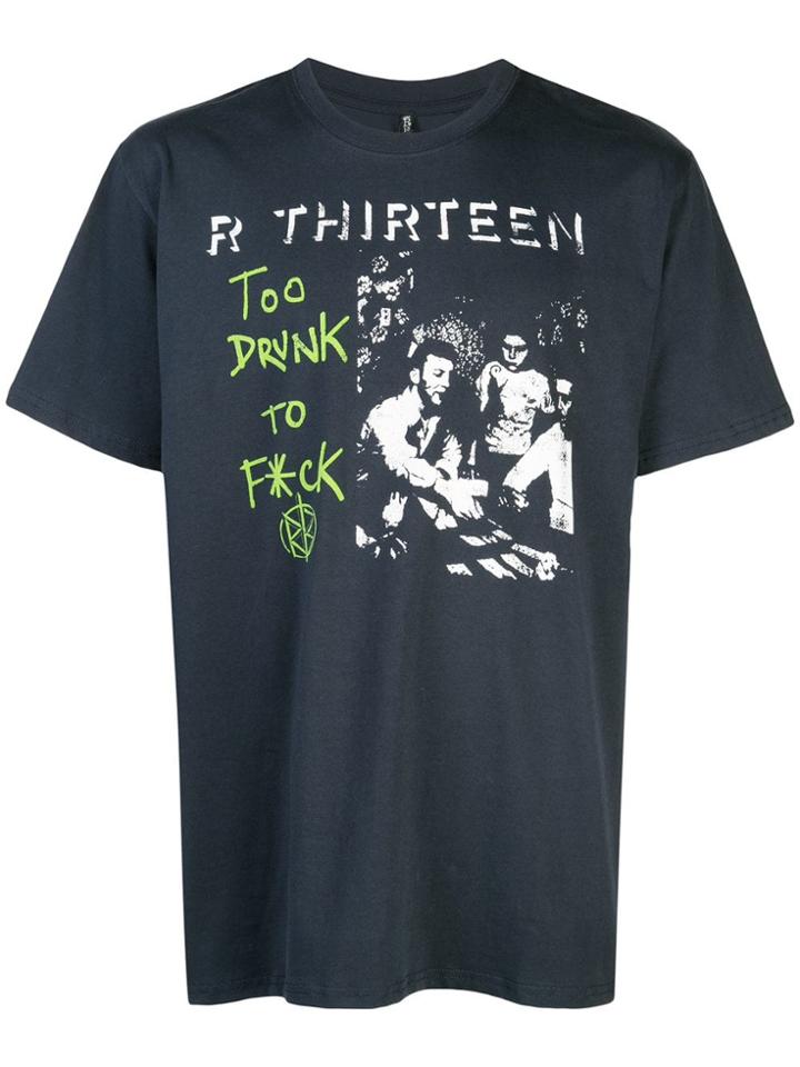 R13 Slogan Print T-shirt - Black